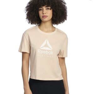 Reebok Women's Cropped Graphic Tee with Side Slits, Size-XXXL